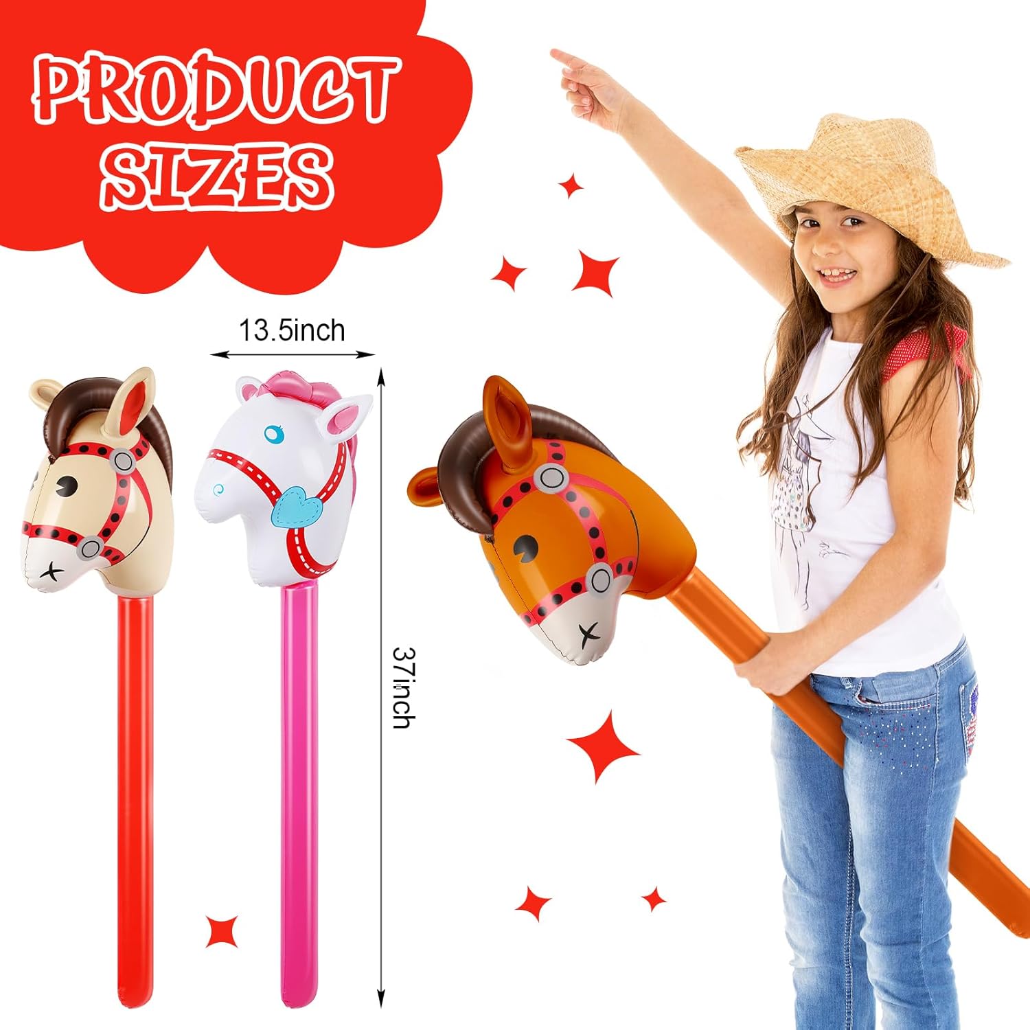 Kids Toys Horse - Inflatable Stick Horse Pony Head Toy