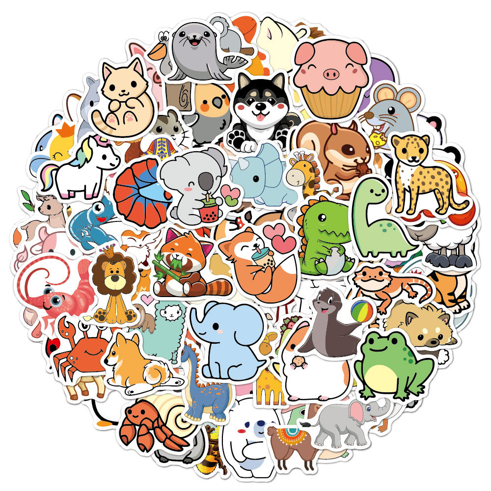 100pcs Funny Animal Stickers C - Kids Toys Logo ulasan dan harga